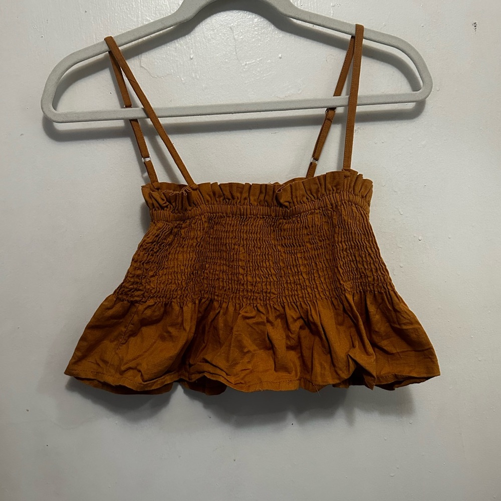 Copper Cropped Peplum Cami